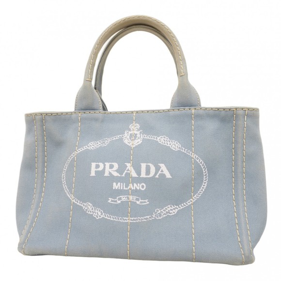 Prada Canapa Canvas Tote Bag, Blue, Women's - Picture 1 of 10